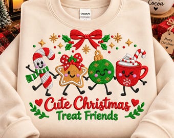 Borduurontwerp 'Christmas Treat Friends', borduurpatroon voor de machine met feestelijke figuren, kerstborduurpatroon (direct te downloaden)