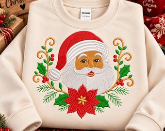 Borduurpatroon van de Kerstman, Borduurpatroon van een kerstster voor de borduurmachine, Winters bloemenborduurpatroon (direct te downloaden)