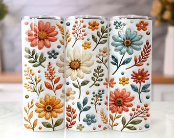 Opgeblazen herfst bloemen beker wrap png, herfst wilde bloemen madeliefje 20oz mager sublimatie ontwerp, schattige bloemen beker wrap