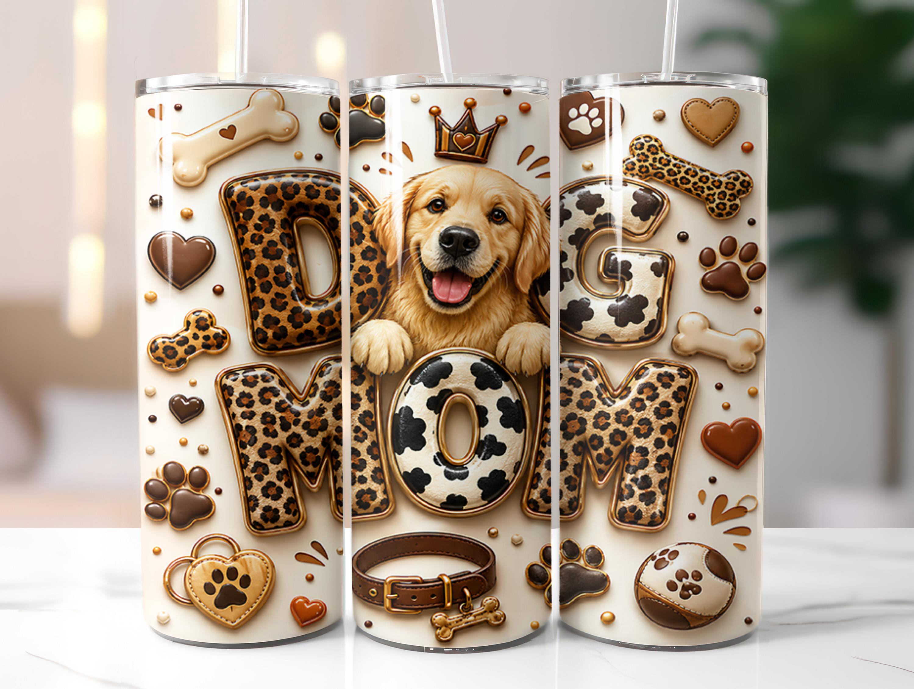 Dog Mom Tumbler Wrap PNG, Golden Retriever 20oz Skinny Sublimation ...