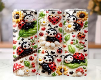 Opgeblazen lieveheersbeestje 20oz beker wrap png, schattig lieveheersbeestje sublimatie ontwerp mager beker, png