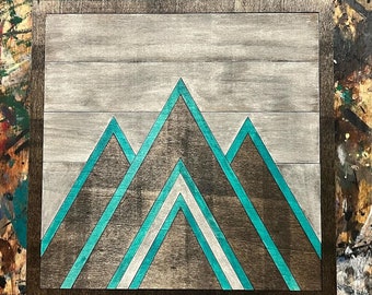 Mosaic Wood Tile - Mountains - Rustic - Laser Cut - Wood Art