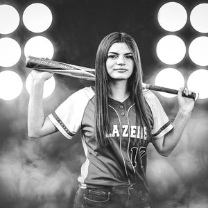 Digital Softball Stadium Lights Fog Background poster for Photoshop