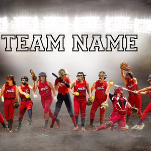 Team Picture Photoshop Template Digital Background for Softball