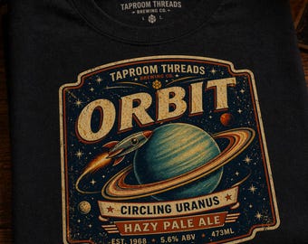 Space Beer T Shirt Orbit Hazy Pale Ale Retro Planet Graphic Tee