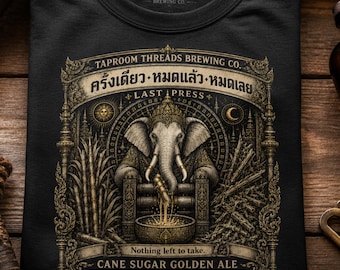 Elephant Shirt Thai Vintage Label Tee Ornate Animal Graphic Tee