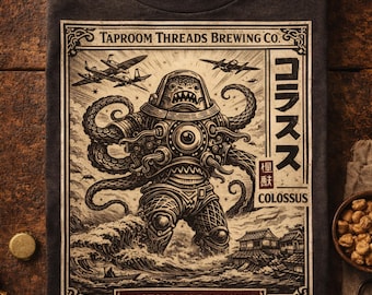 Octopus Monster Tee Vintage Graphic Shirt, Kaiju Japanese Sea Creature Design