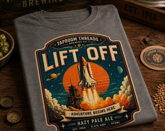 Space Beer Shirt, Rocket Launch Graphic Tee, Retro Hazy Pale Ale T Shirt