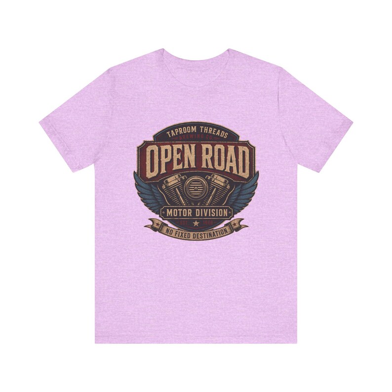 Motorcycle T Shirt Open Road Biker Graphic Tee Vintage Beer Label image 14