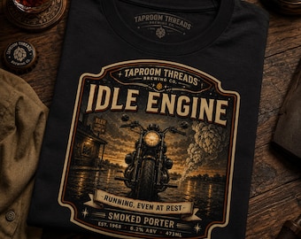 Motorcycle Beer Shirt, Vintage Biker Tee, Idle Engine Smoked Porter Graphic T Shirt
