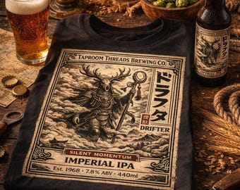 Mythic Deer Shirt Vintage Graphic Tee, Japanese Warrior Stag Drifter Design