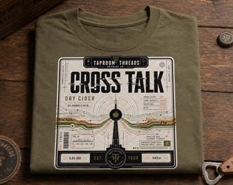 Cross Talk Cider T Shirt, Retro Beer Label Tee, Cyberpunk Brewery Graphic Shirt