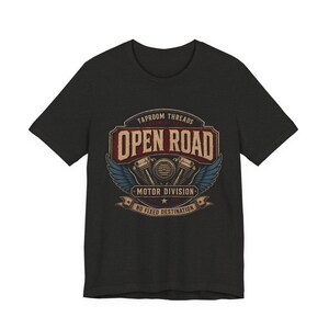 Motorcycle T Shirt Open Road Biker Graphic Tee Vintage Beer Label image 5