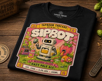 Robot Beer T Shirt, Retro Beer Label Tee, Craft Beer Graphic Shirt