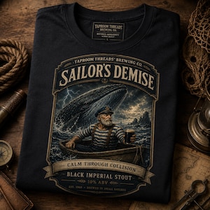 WHALE Nautical GRAPHIC TEE: Vintage Sailor Craft Beer Mens T-Shirt Coastal Streetwear Gift