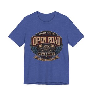 Motorcycle T Shirt Open Road Biker Graphic Tee Vintage Beer Label image 7