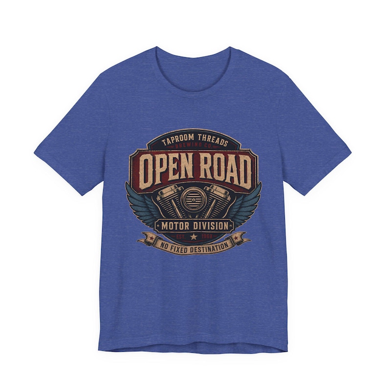 Motorcycle T Shirt Open Road Biker Graphic Tee Vintage Beer Label image 7