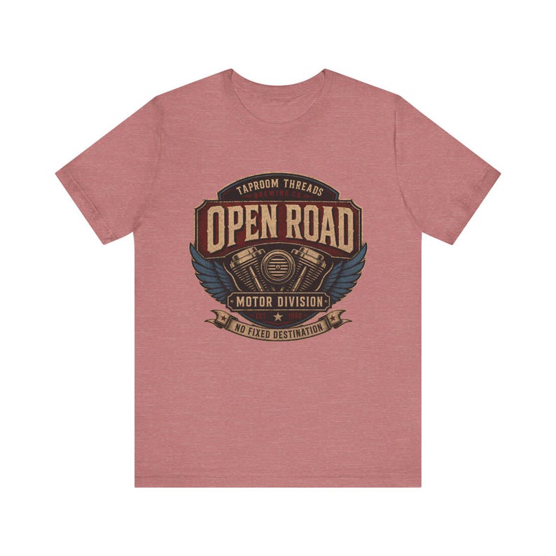 Motorcycle T Shirt Open Road Biker Graphic Tee Vintage Beer Label image 13