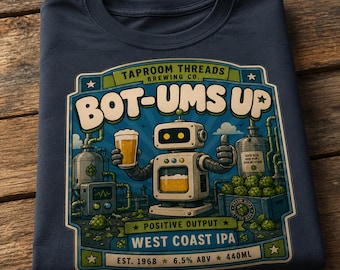 Bot Beer T Shirt, Retro Brewery Robot Graphic Tee, West Coast IPA Beer Shirt