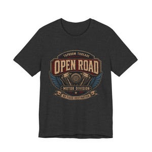 Motorcycle T Shirt Open Road Biker Graphic Tee Vintage Beer Label image 8