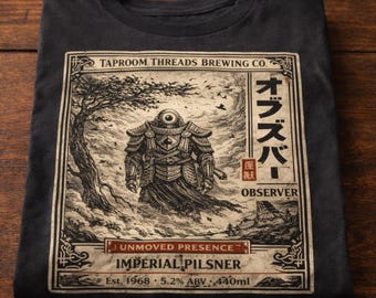 Samurai Robot Shirt Vintage Graphic Tee, Japanese Warrior Observer Design