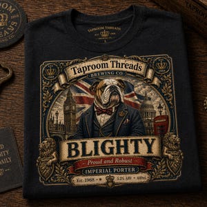 Beer T Shirt British Bulldog Vintage Label Tee Patriotic UK Graphic Tshirt