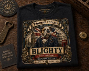 Beer T Shirt British Bulldog Vintage Label Tee Patriotic UK Graphic Tshirt