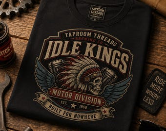 Motorcycle T Shirt, Idle Kings Biker Tee, Vintage Motor Division Graphic Shirt