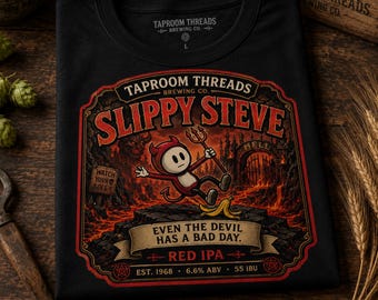 Slippy Steve Beer T Shirt, Devil Red IPA Graphic Tee, Vintage Hell Brewery Shirt
