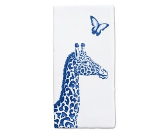 Delft Blue ceramic tile, Dutch design, Delft Blue giraffe
