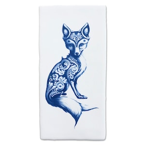 Delft Blue ceramic tile, Dutch design, Delft Blue fox.