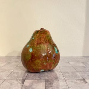 Handmade Ceramic Pear – Unique Decorative Fruit, Rustic Home Decor, Artisan Pottery