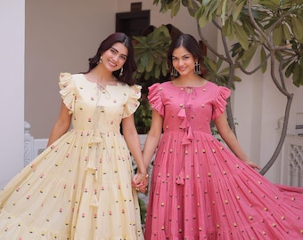 Flared Bohemian Dress for Women, Maxi Dress Sleeveless