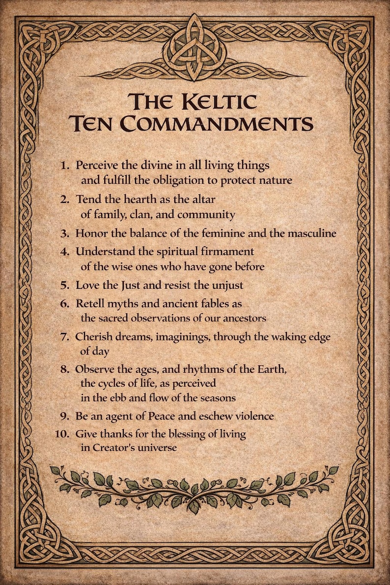 The Keltic Ten Commandments - Etsy