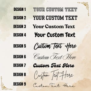 a collection of custom text designs, each with a unique font and style, presented in a grid format. The text is designed to be used as a placeholder for personalization, allowing users to create their own custom text for various purposes, such as branding, marketing, or design.