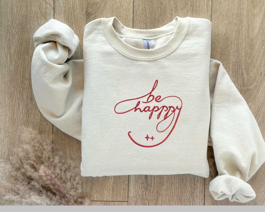 Be Happy Machine Embroidery Design – Motivational Quote Digital File ...