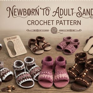 Crochet Sandal Pattern | Newborn to Adult Size Range, Easy Summer Shoe (PDF Download)