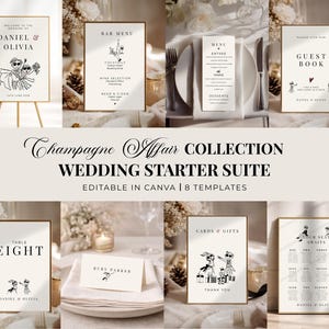 Paquete básico para bodas, Canva editable (descarga digital), Colección Modern Muse