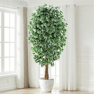 7ft Large Ficus Artificial Tree – Lifelike Faux Indoor Plant with Curved Trunks