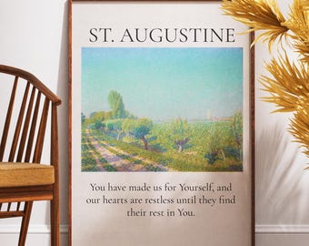 Our Hearts Are Restless Print — St. Augustine Quote, Christian Inspirational Wall Art (Digital Download)