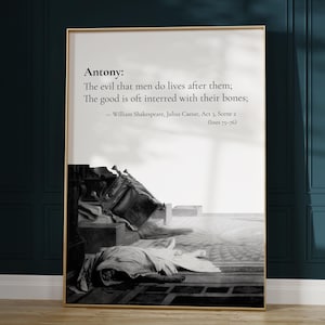 Lámina con cita de Julio César — William Shakespeare, Literatura clásica, Pintura trágica (Descarga digital)