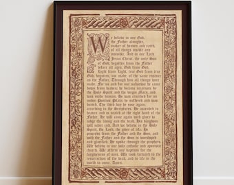 The Nicene Creed Art Print — Christian Creed Poster, Medieval Vintage Wall Décor (Digital Download)