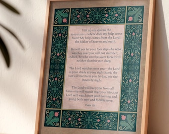 Psalm 121 "I Lift Up My Eyes" Art Print — Medieval Vintage Wall Décor, Christian Scripture Wall Art (Physical)