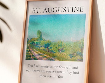 St. Augustine Quote Print — "Our Hearts Are Restless" | Christian Inspirational Wall Art (Physical)