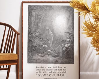 Ephesians 5:31 Bible Print – Garden of Eden, Christian Marriage Wall Decor (Digital Download)