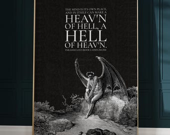 Gustave Doré Satan Print — "The Mind is Its Own Place" Paradise Lost Book I, Dark Literary Wall Art — (Physical)