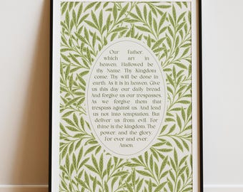 The Lord's Prayer Art Print — "Our Father Who Art in Heaven" | Christian Scripture Wall Art (Physical)