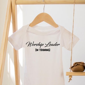 Baby Onesie "Worship Leader In Training", Funny Church Baby Gift, Music Minister