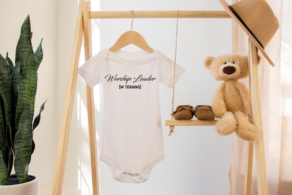 Baby Onesie "Worship Leader In Training", Funny Church Baby Gift, Music Minister