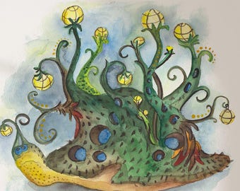 Lanterius Fantasy Creature Art Print | World of Pey Watercolor Illustration